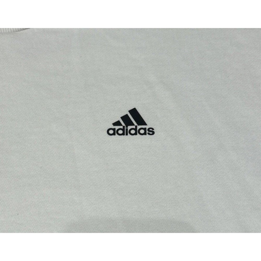 Adidas White Grey Elastic Logo Crop Top Crewneck Sweater Pullover Women’s M - Picture 2 of 8